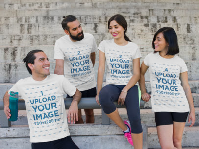T-Shirt Mockup of a Group of Friends Relaxing Outdoors a7865