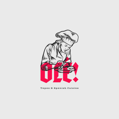 Spanish Cuisine Restaurant Logo Maker with Chef Clipart