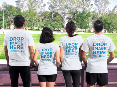 T-Shirt Mockup of a Group of Friends at a Running Track 7852a