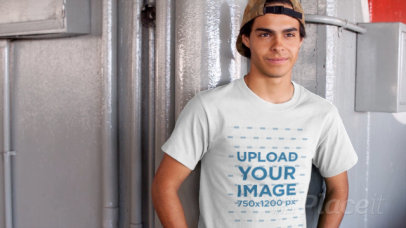 T-shirt Video of a Young Man with a Snapback Cap 12868