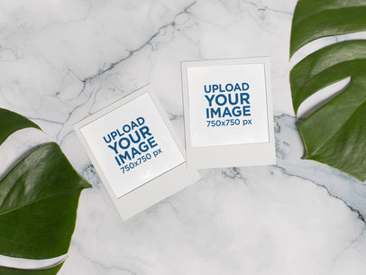 Mockup of Multiple Polaroid Frames over a Marble Surface