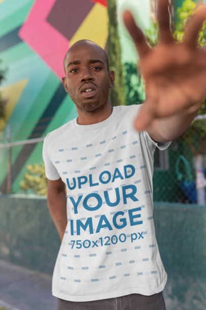 T-Shirt Mockup of a Man Reaching Out