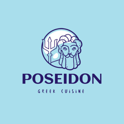 Greek Restaurant Logo with Poseidon Clipart