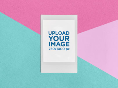 Mockup of an Instax Frame with a Colored Geometric Background