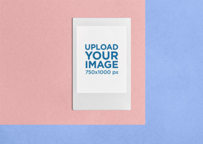 Instax Frame Mockup over a Colorful Geometrical Surface