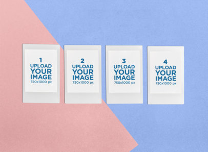 Mockup of Four Polaroid Frames over a Colorful Setting 26310