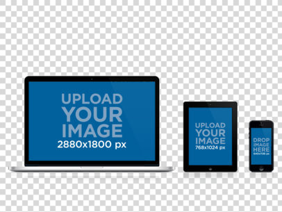 Digital Mockup Featuring a MacBook, an iPad and an iPhone