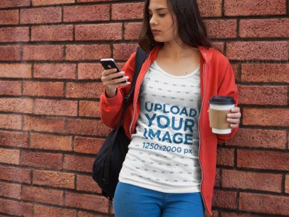 Girl at School Waiting for a Friend T-Shirt Mockup a7890