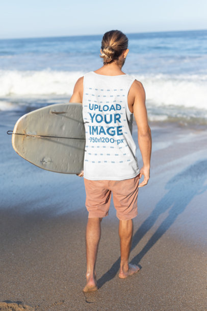 Tank Top Mockup of a Surfer Man About to Get into the Sea