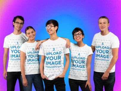 T-Shirt Mockup of a Diverse Gaming Team Posing Together 25998
