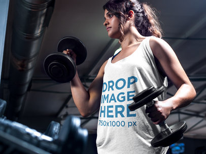 Woman Lifting Weights at the Gym Tank Top Mockup