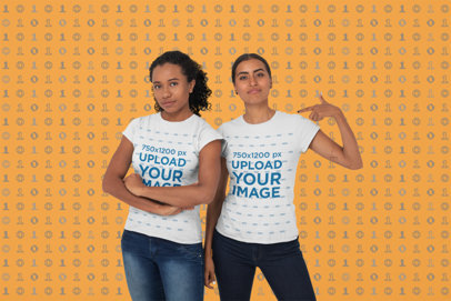 Tee Mockup of Two Powerful Female Gamers 26425