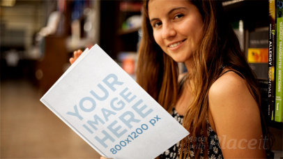 Beautiful Student Reading a Book in Stop Motion at a Library