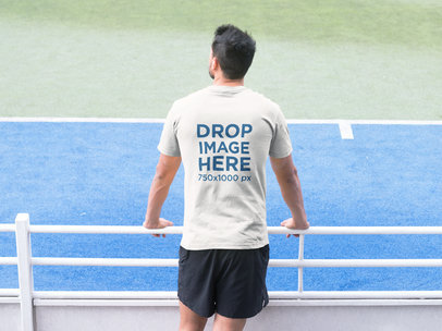 Man Watching a Tennis Match T-Shirt Mockup a8033
