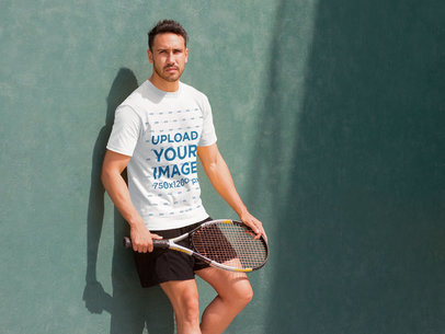 Athletic Man Playing Tennis T-Shirt Mockup 