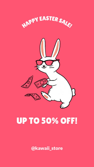 Instagram Story Maker for an Easter Day Sale with a Funny Bunny Graphic