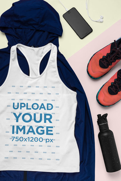 Mockup of a Racerback Tank Top Featuring a Sporty Outfit 26408