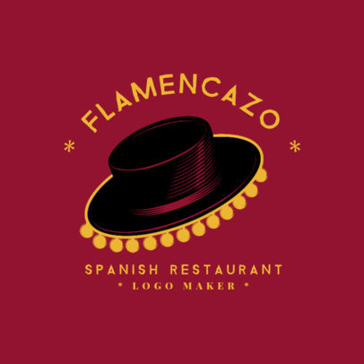 Spanish Cuisine Logo Maker with a Flamenco Hat Clipart