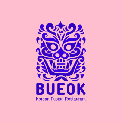 Korean Fusion Restaurant Logo Maker with a Traditional Asian Mask Graphic