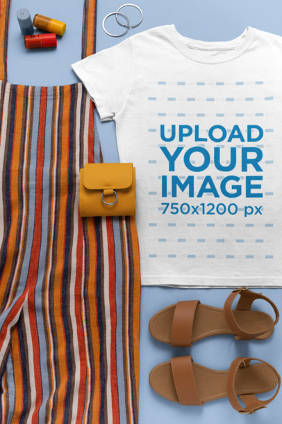 T-Shirt Mockup Featuring a Fun Hipster Outfit 26554
