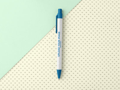 Eco-Friendly Pen Mockup Featuring a Background with a Heart Pattern 23533