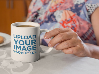 11 Oz Mug Mockup Featuring a Woman's Hand