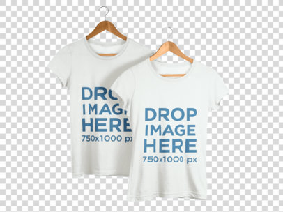 T-Shirt Mockup of Two T-Shirts on Clothes Hangers 