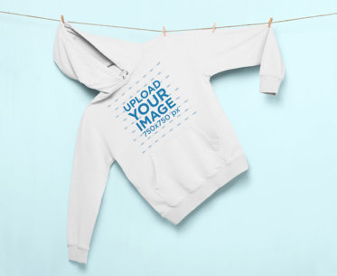 Pullover Hoodie Mockup Hanging from a String by Clothespins 27000