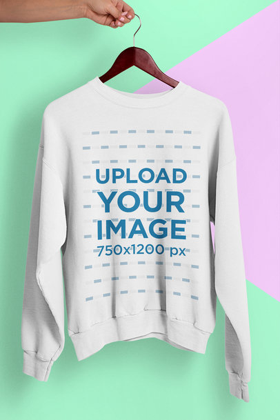 Crewneck Sweatshirt Mockup with a Minimal Bicolor Background 26743