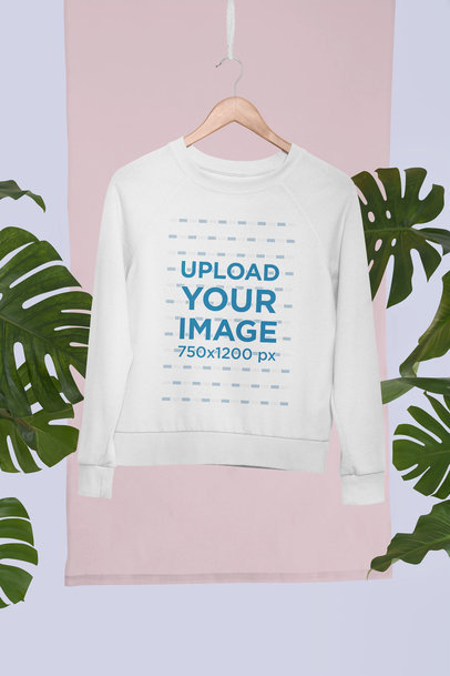 Mockup of a Hanged Sweatshirt in a Tropical Set