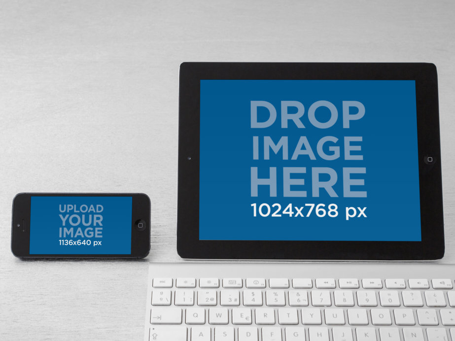Mockup of an iPhone and an iPad in Landscape Position