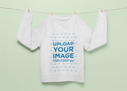 Crewneck Sweatshirt Mockup Hanging from a String by Clothespins 27002
