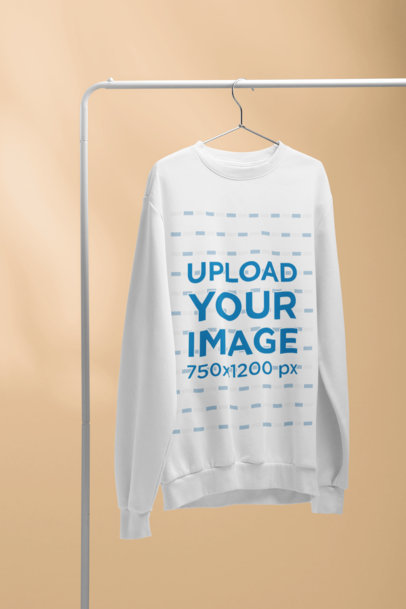 Mockup of a Hanged Men's Crewneck Sweatshirt  with a Solid Color Background