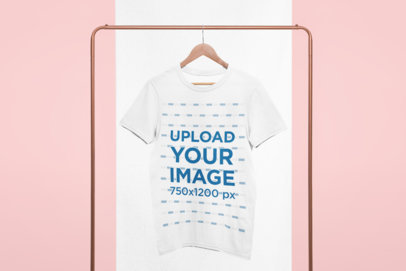 Minimal Mockup of a Tee Hanging from a Copper Clothing Rack 27005