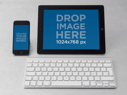 iPhone and iPad Mockup Featuring a Keyboard