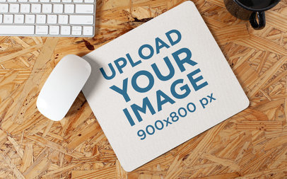 Mousepad Mockup Lying on a Wooden Surface