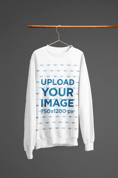 Crewneck Sweatshirt Mockup Hanged from a Copper Tube