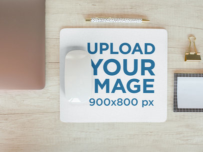 Mousepad Mockup Featuring a Neatly Organized Desk 27558