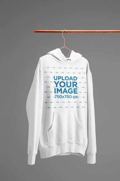 Mockup of a Hanged Women's Hoodie against a Plain Background 