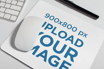 Mousepad Mockup Over a Desk Next to a Pen