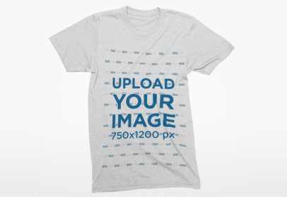 Flat Lay Mockup of a Crewneck T-Shirt over a Solid Color Background