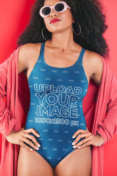 Swimsuit Mockup of a Sassy Woman with Sunglasses