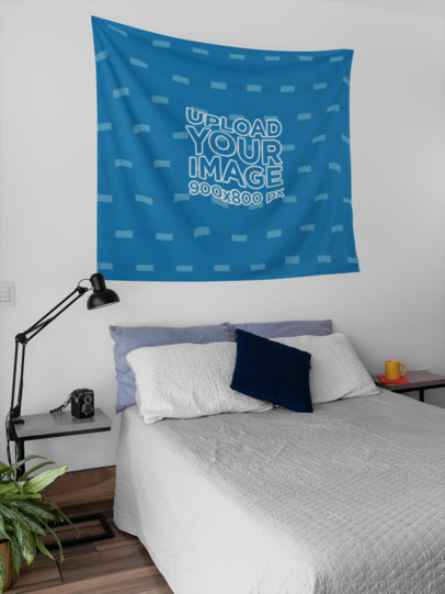 Wall Tapestry Mockup Hanging Inside a Bedroom