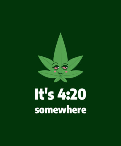 Marijuana T-Shirt Design Template with a Cannabis Cartoon