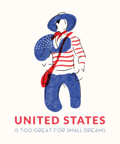 Illustrated Patriotic T-Shirt Design Maker with Flag Colors