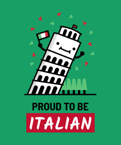 Patriotic T-Shirt Design Template with Italian Illustrations
