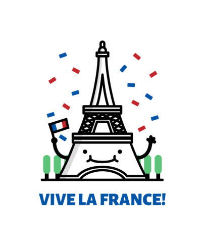 Beautiful Patriotic T-Shirt Design Featuring French Doodles