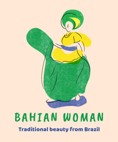 T-Shirt Design Template About Brazilian Beauty Doodle