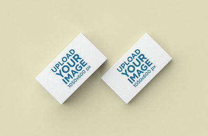 Mockup of Two Business Cards against a Plain Background 