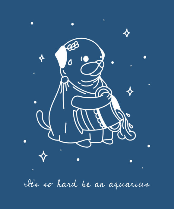 Zodiac T-Shirt Design Maker Featuring a Cute Dog Doodle